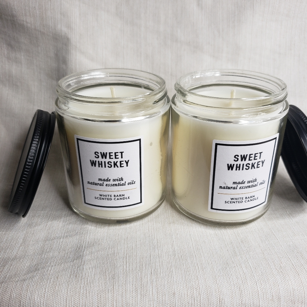 BBW SWEET WHISKEY SINGLE WICK CANDLES X2. HTF.